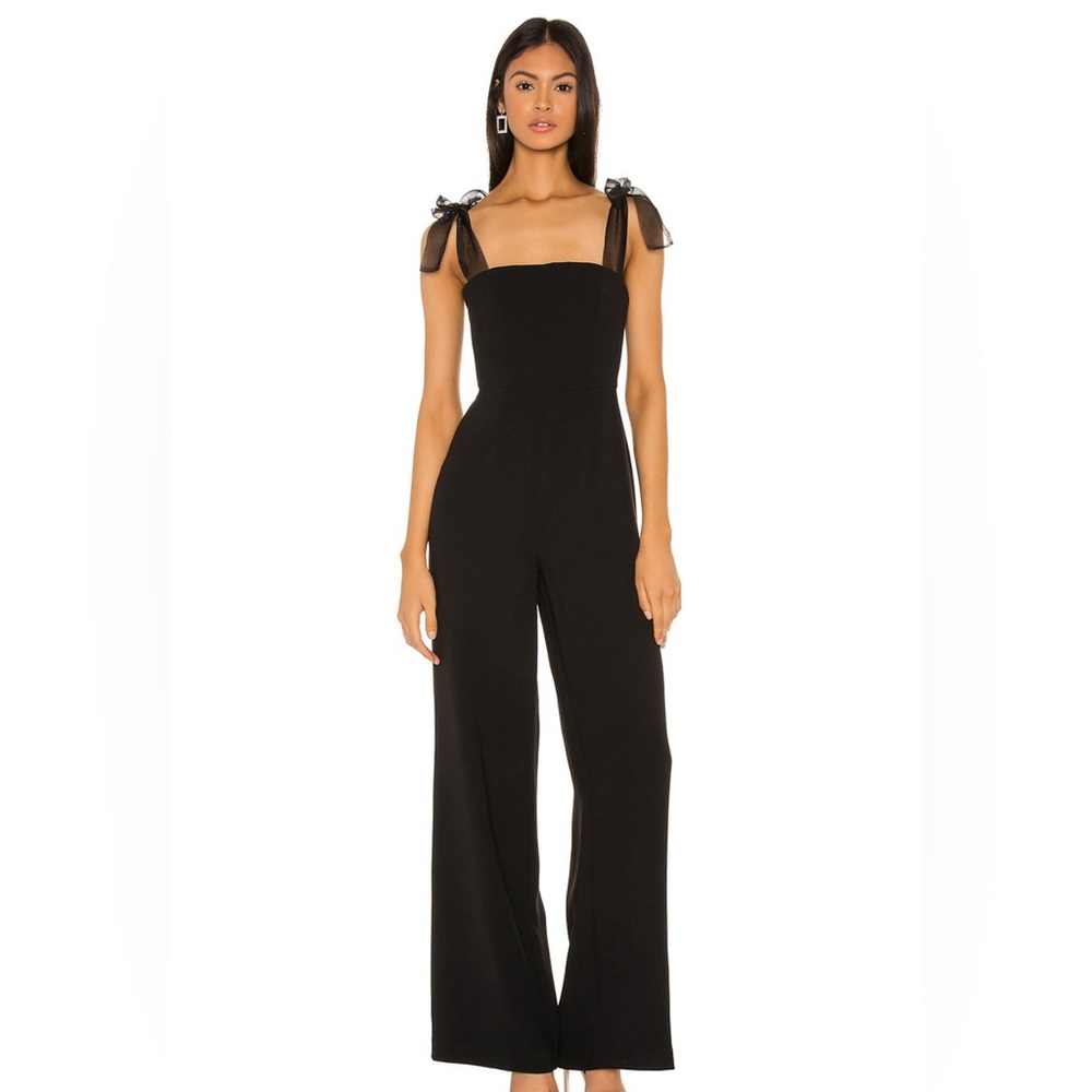 Lovers and Friends black wide-leg jumpsuit with tulle tie sleeve. Worn once!